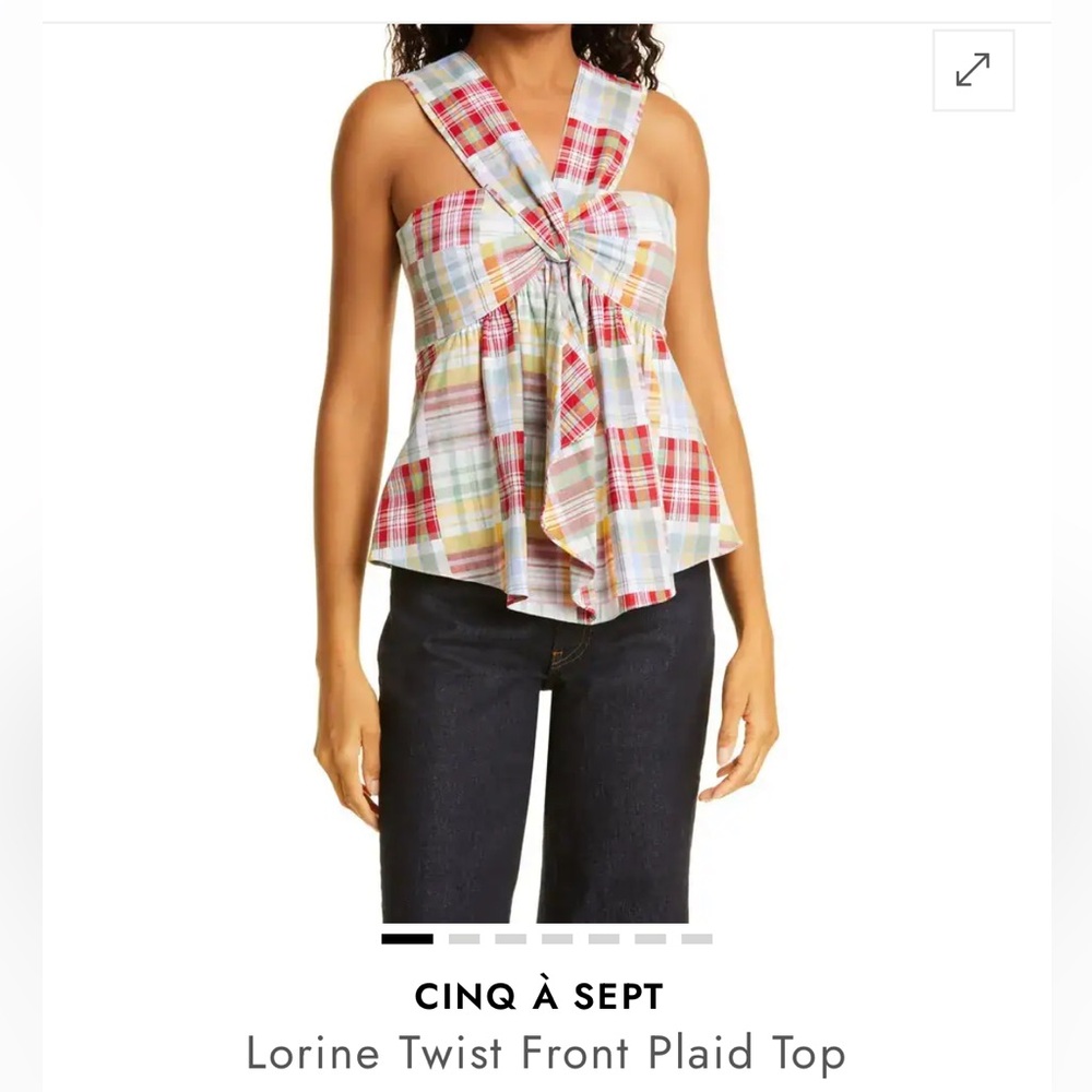 ✨NWT cinq a sept Lorine top meadow multi madras sz small